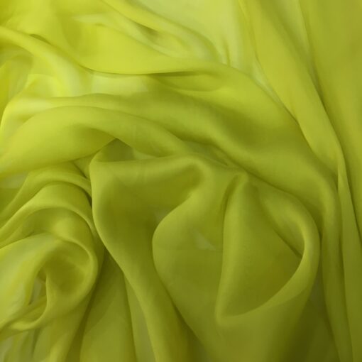 Tecido Mousseline de Seda Pura Amarelo Flúor